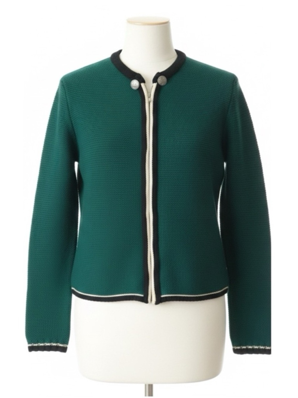 VTG 70s 80s Green Wool Zip Trachten Cardigan Alpine House Made in Germany Sz M